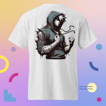 Anime Combat Warrior Unisex DryBlend® T-Shirt Back Print Graphic