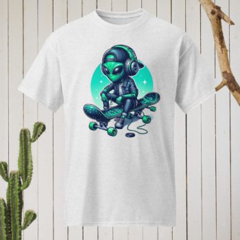Teen Alien Skater Streetwear Round Neck DryBlend® T-Shirt