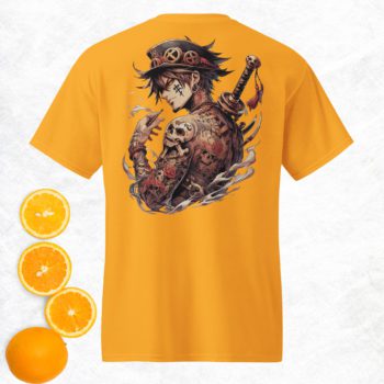 Japanese Pirate Anime Unisex Streetwear DryBlend® T-Shirt Back Print Graphic