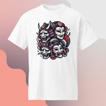 Japanese Warrirors Mask Round Neck DryBlend® Unisex T-Shirt