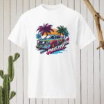 Tropical Japanese Racing Car Round Neck Unisex DryBlend® T-Shirt