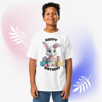 Happy Birthday Bunny Youth Classic Cotton Tee Round Neck T-shirt